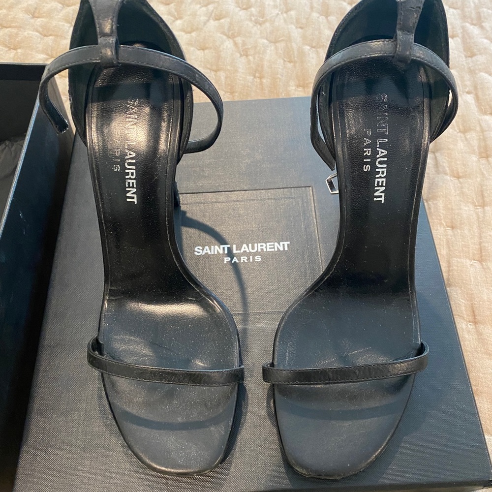 Saint Laurent Jane Black Leather Sandal